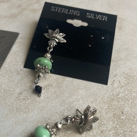 🌹 African turquoise gemstone sterling silver earrings - Picture 11 of 14